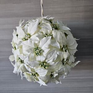 Holiday 12" Christmas Large Ornament Hanging White Floral Kissing Ball Wedding